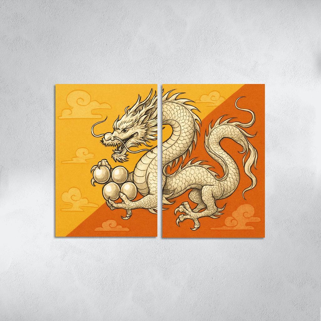 Dragon And Sun Symbolic Study Of The Flag Of Bhutan oil paintings frame