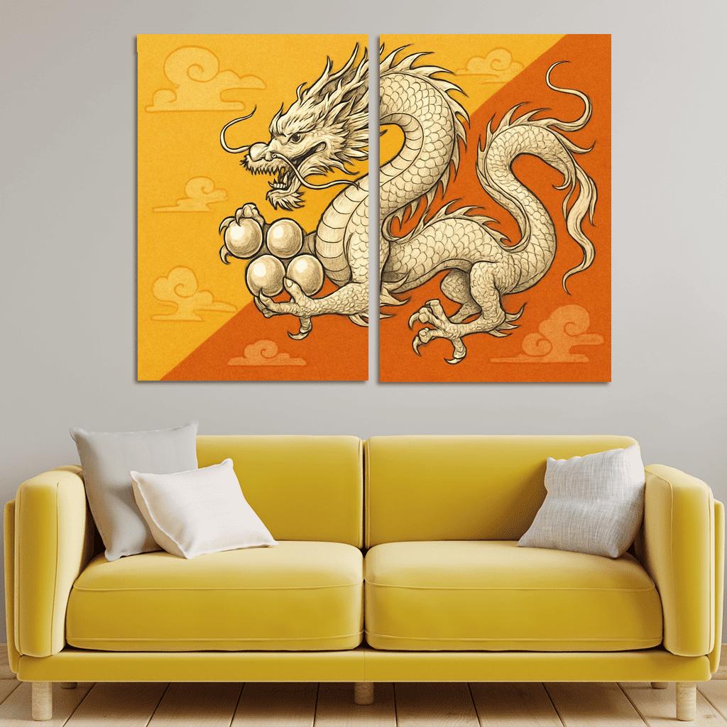 Dragon And Sun Symbolic Study Of The Flag Of Bhutan oil paintings frame