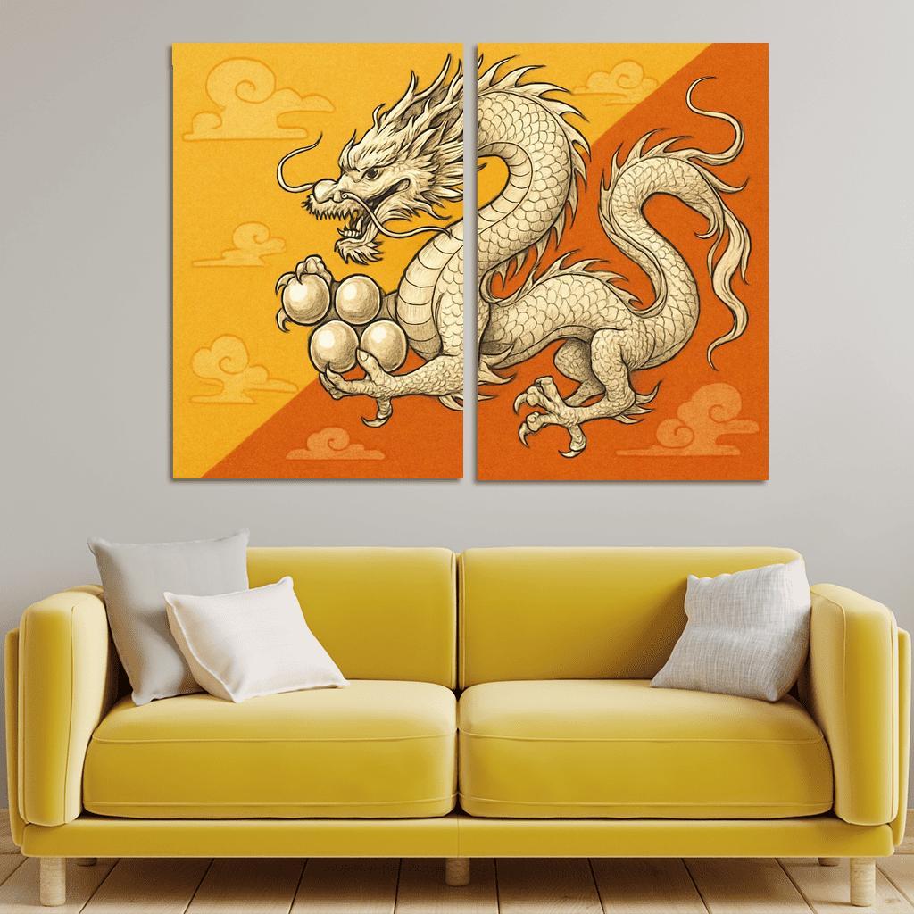 Dragon And Sun Symbolic Study Of The Flag Of Bhutan oil paintings frame
