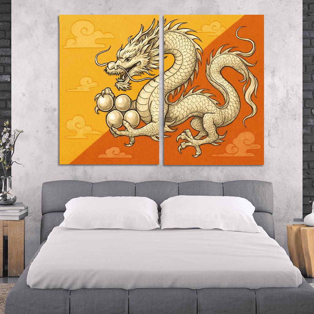 Dragon And Sun Symbolic Study Of The Flag Of Bhutan oil paintings frame