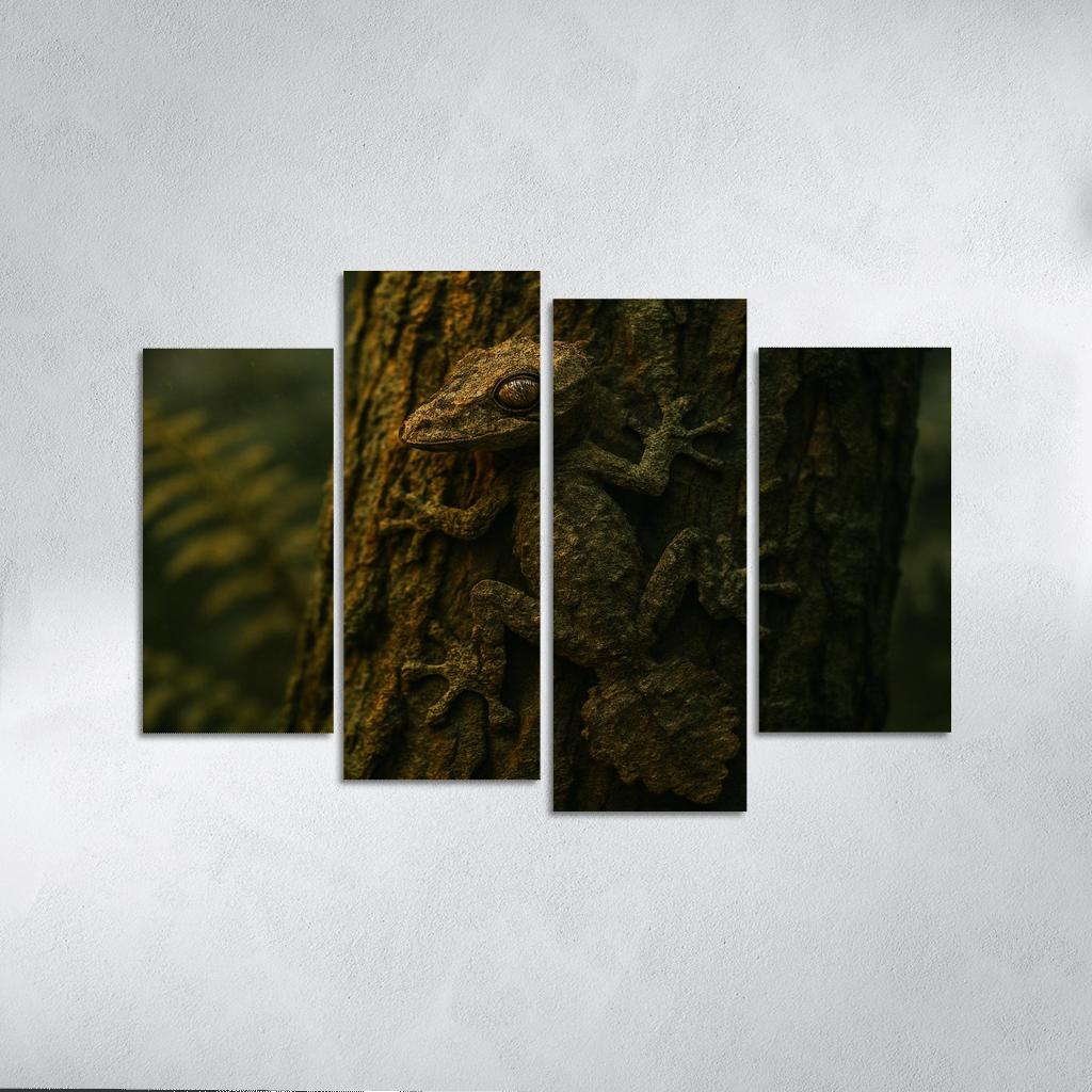 The Elusive Leaf Tailed Gecko Blending Into Rainforest Bark premium artwork frames