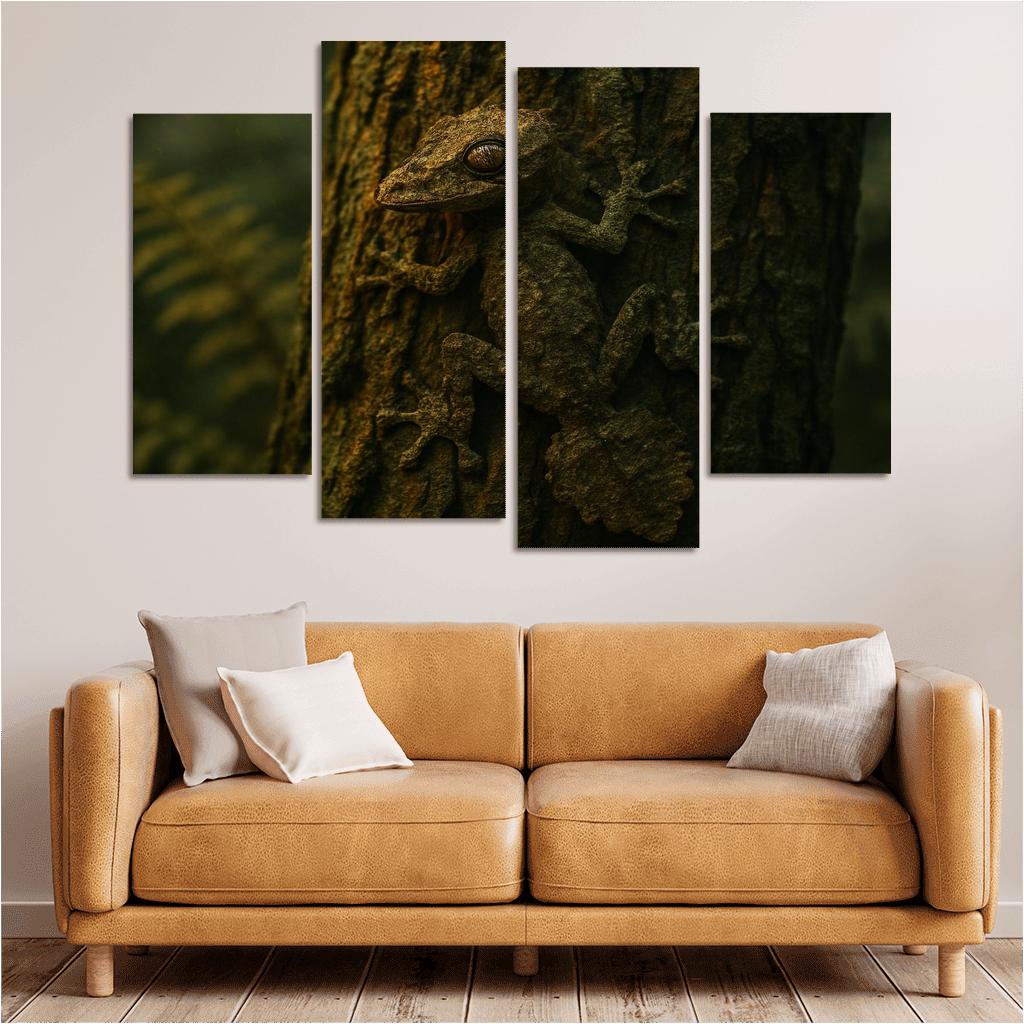 The Elusive Leaf Tailed Gecko Blending Into Rainforest Bark premium artwork frames