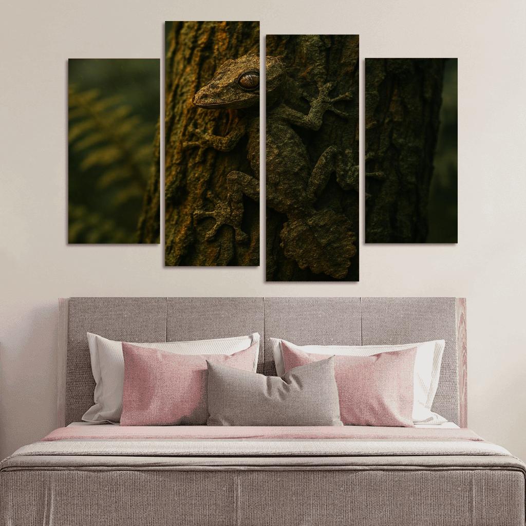 The Elusive Leaf Tailed Gecko Blending Into Rainforest Bark premium artwork frames