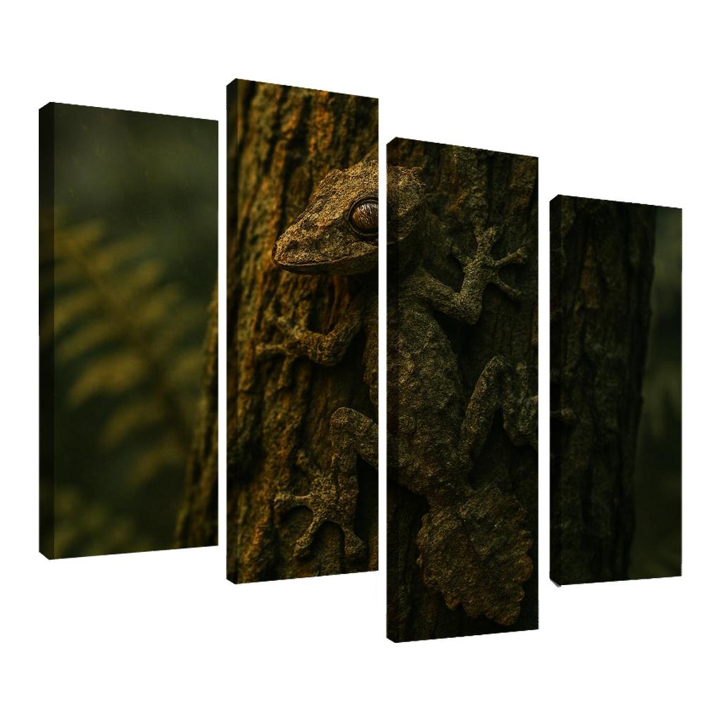 The Elusive Leaf Tailed Gecko Blending Into Rainforest Bark premium artwork frames