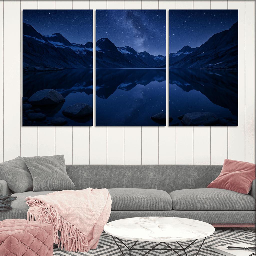 Starlit Glacier Tarn Beneath Indigo Ridge Lines art trends