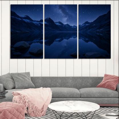 Starlit Glacier Tarn Beneath Indigo Ridge Lines art trends