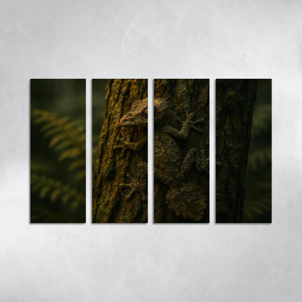The Elusive Leaf Tailed Gecko Blending Into Rainforest Bark premium artwork frames