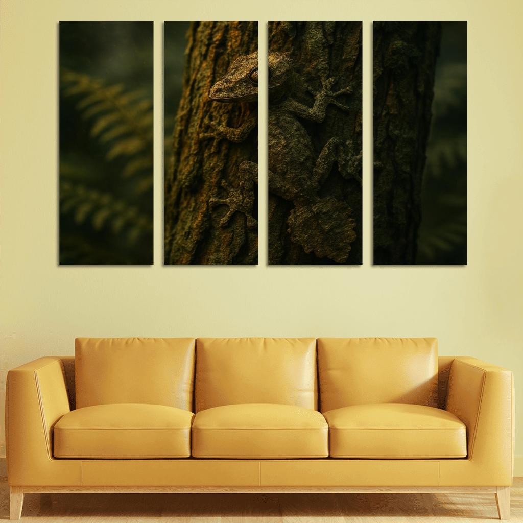 The Elusive Leaf Tailed Gecko Blending Into Rainforest Bark premium artwork frames