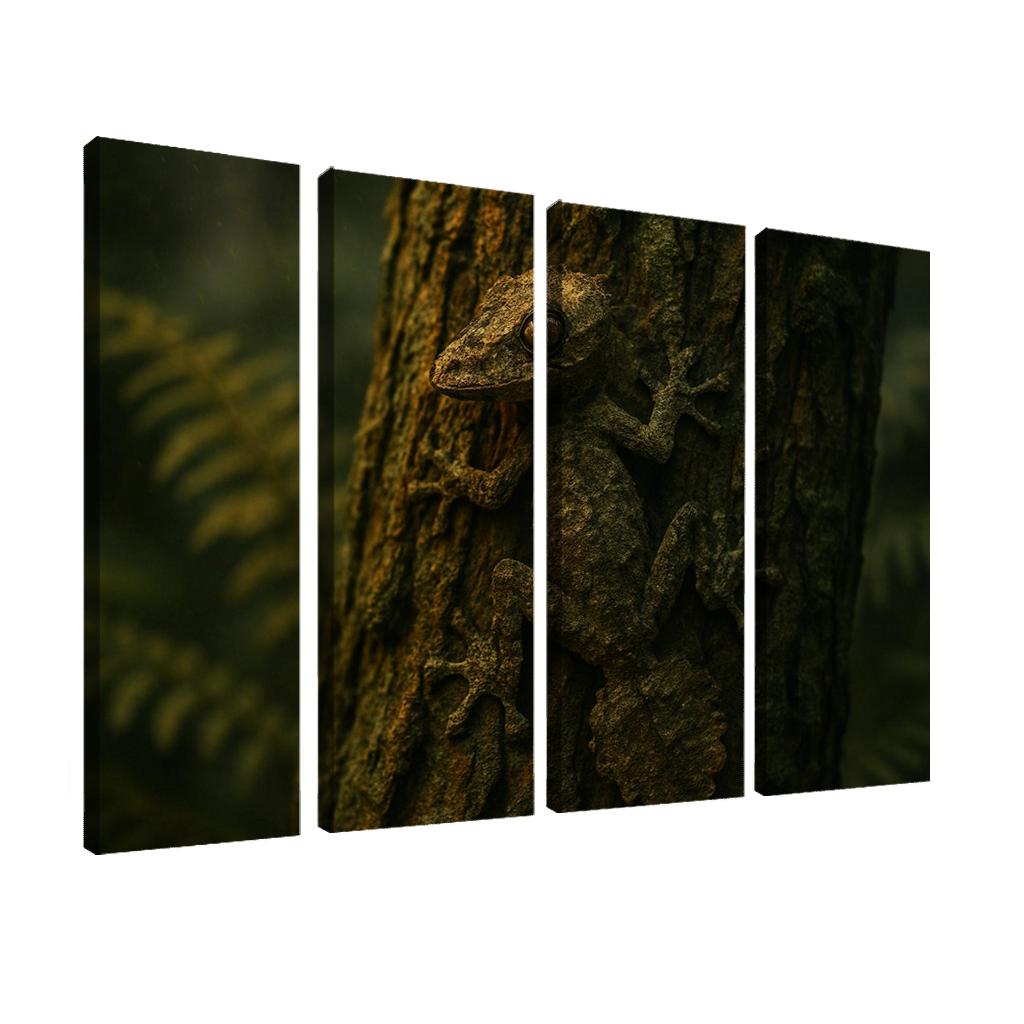 The Elusive Leaf Tailed Gecko Blending Into Rainforest Bark premium artwork frames