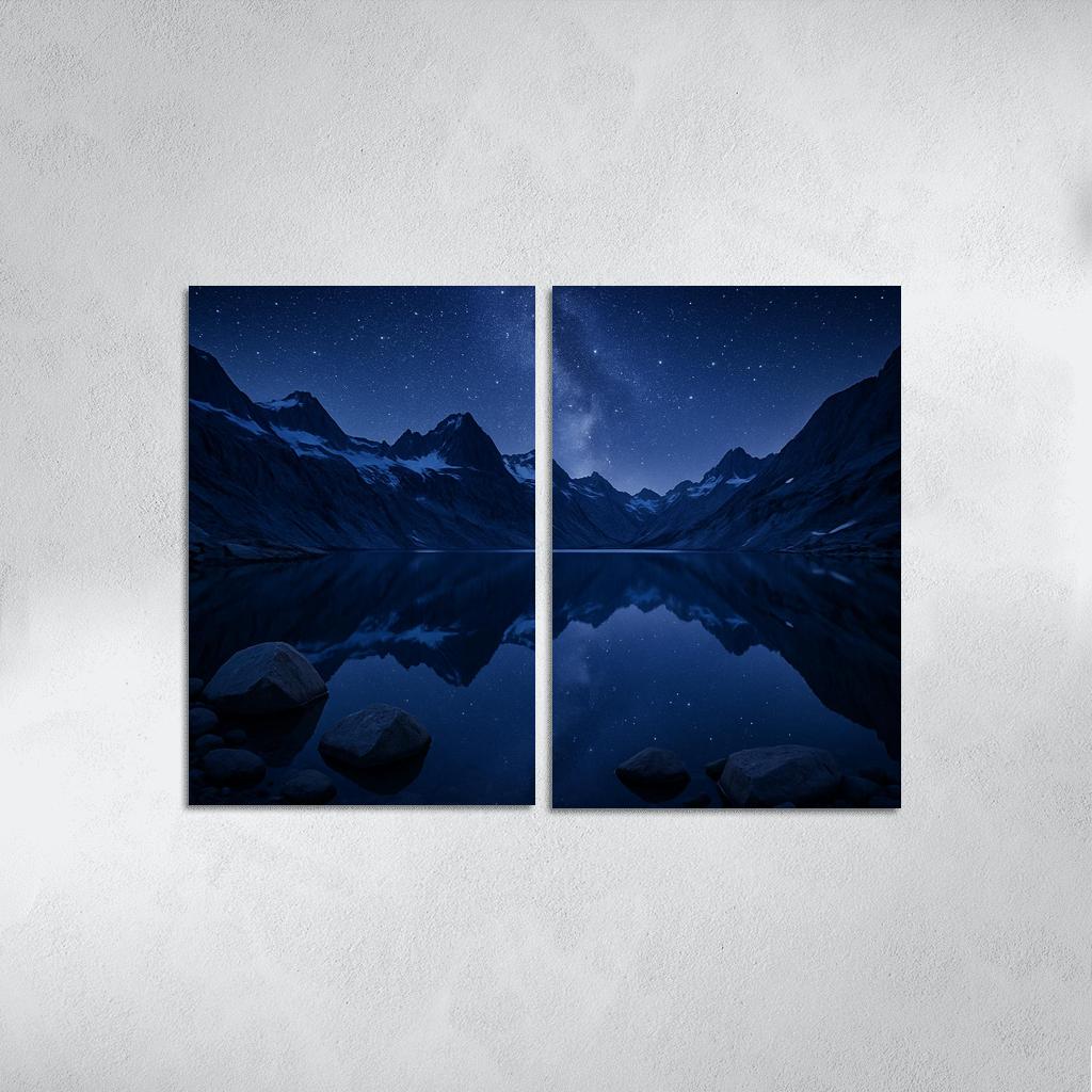 Starlit Glacier Tarn Beneath Indigo Ridge Lines art trends