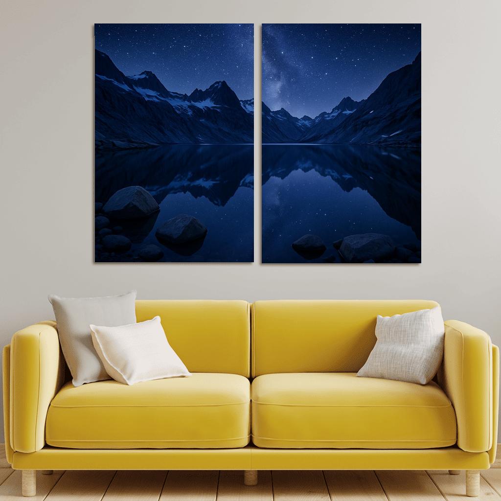 Starlit Glacier Tarn Beneath Indigo Ridge Lines art trends