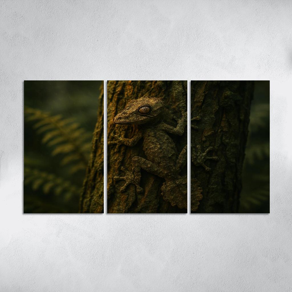 The Elusive Leaf Tailed Gecko Blending Into Rainforest Bark premium artwork frames