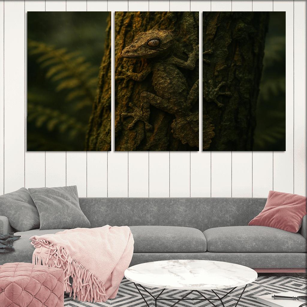 The Elusive Leaf Tailed Gecko Blending Into Rainforest Bark premium artwork frames