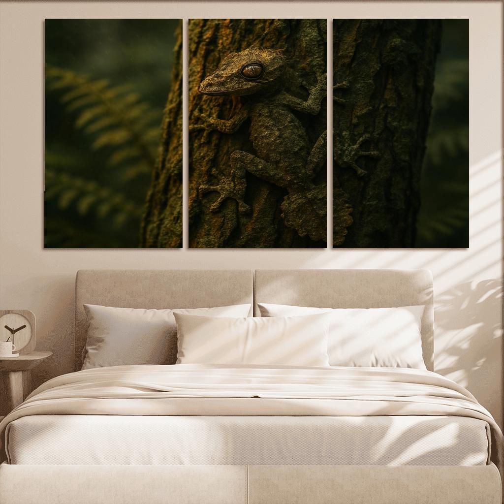 The Elusive Leaf Tailed Gecko Blending Into Rainforest Bark premium artwork frames
