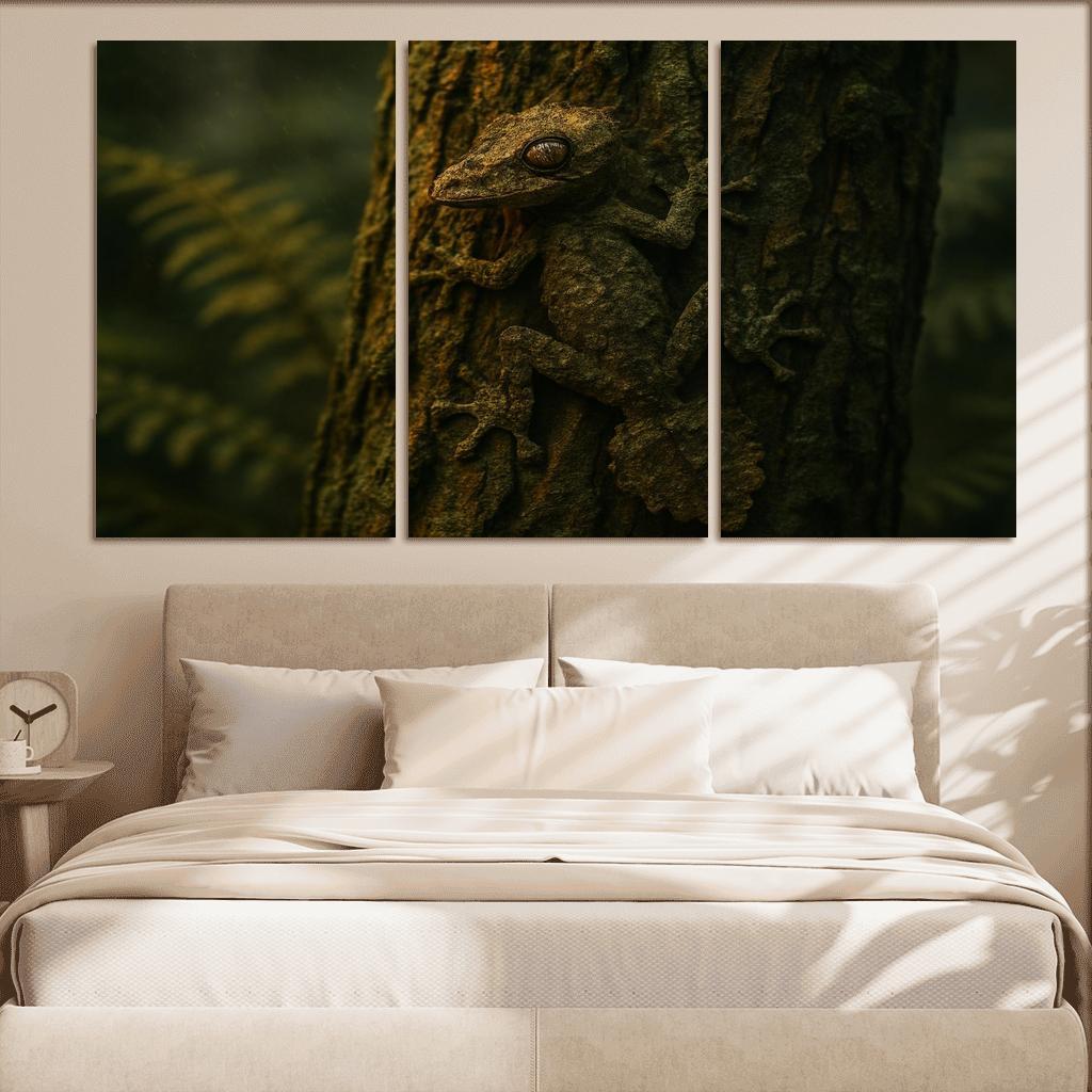 The Elusive Leaf Tailed Gecko Blending Into Rainforest Bark premium artwork frames
