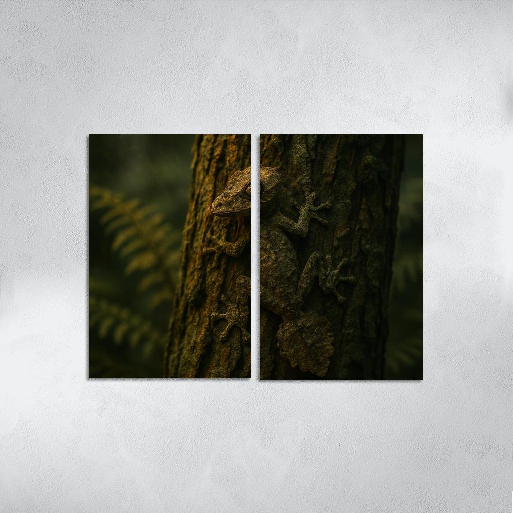 The Elusive Leaf Tailed Gecko Blending Into Rainforest Bark premium artwork frames