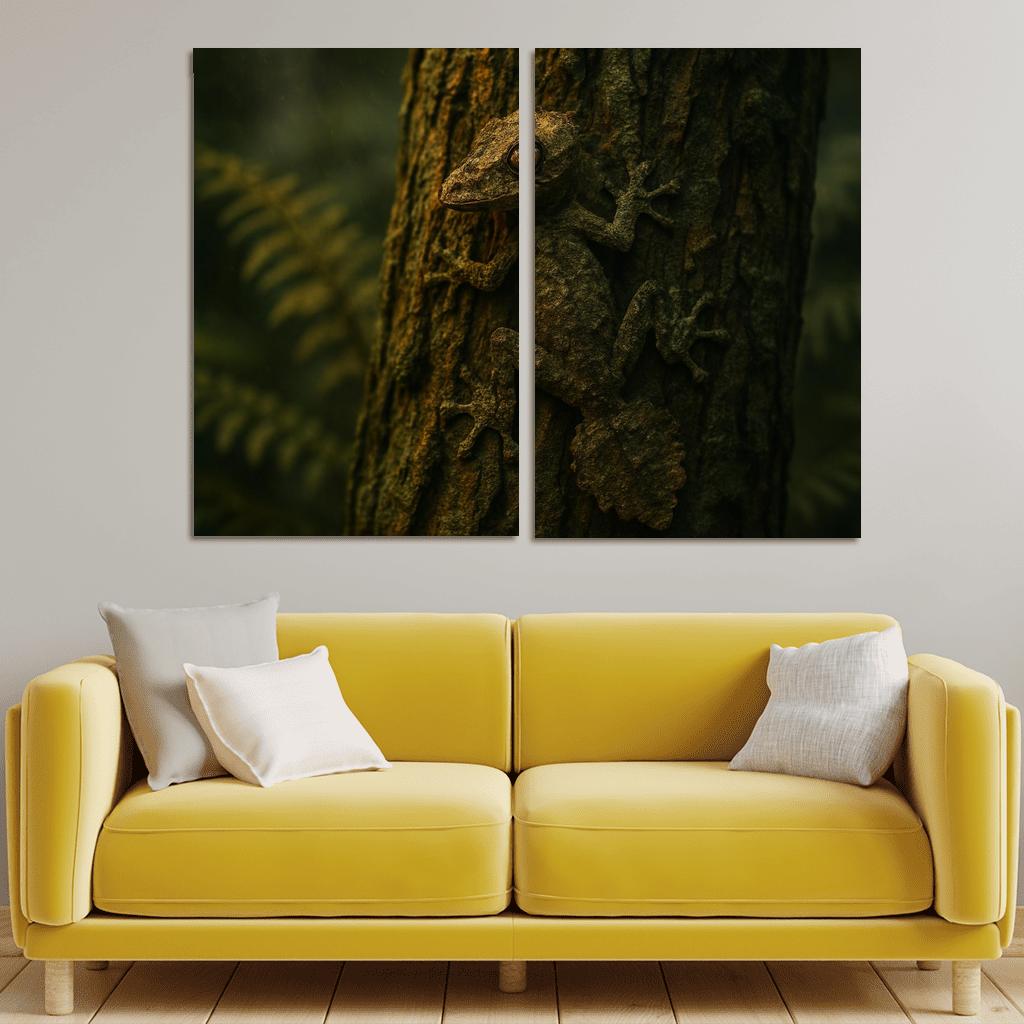 The Elusive Leaf Tailed Gecko Blending Into Rainforest Bark premium artwork frames