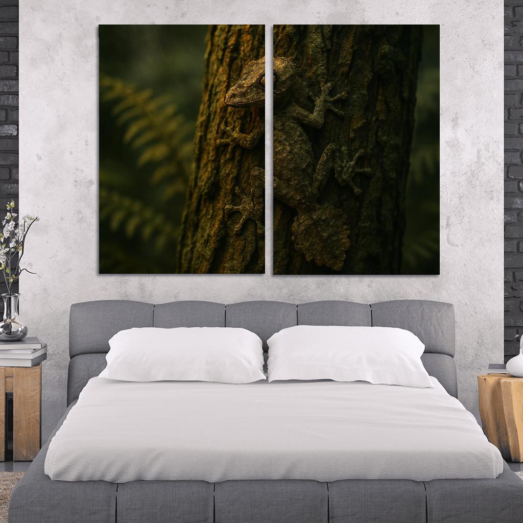 The Elusive Leaf Tailed Gecko Blending Into Rainforest Bark premium artwork frames