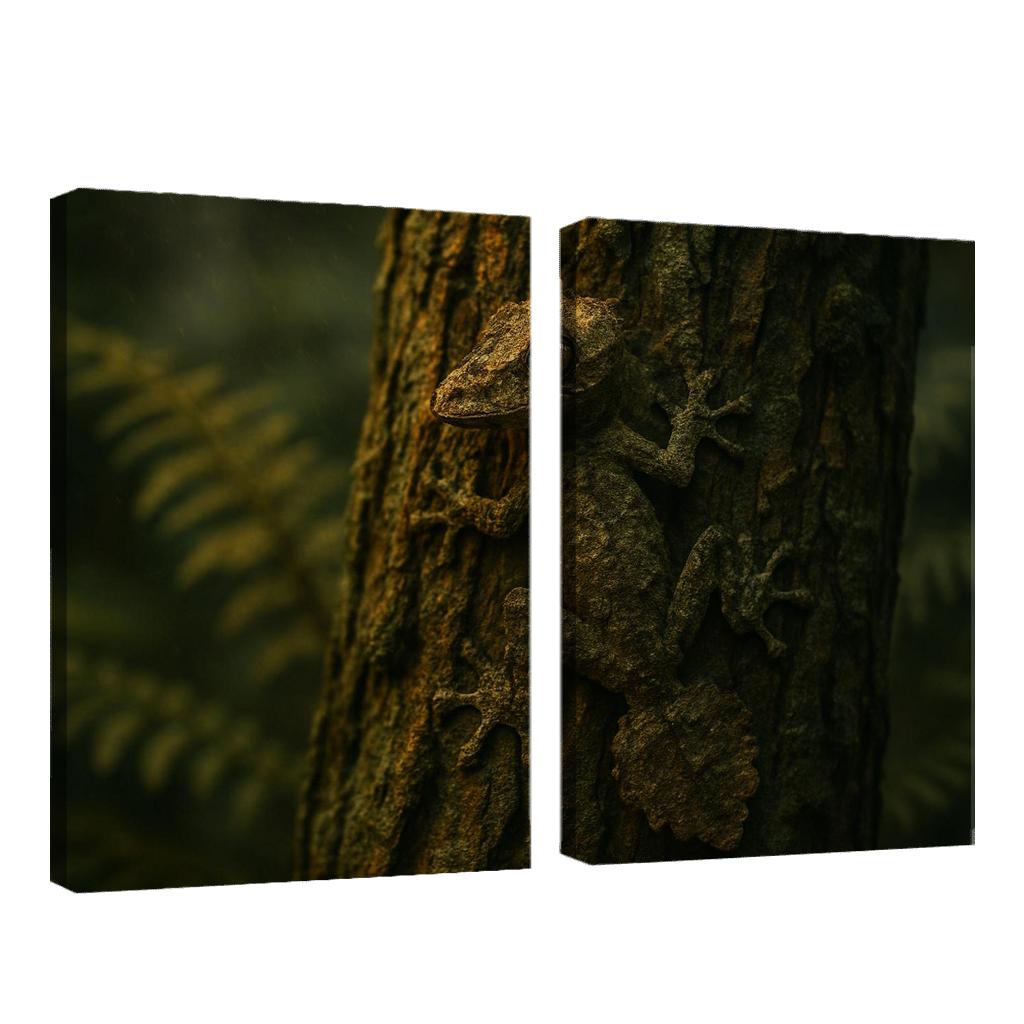 The Elusive Leaf Tailed Gecko Blending Into Rainforest Bark premium artwork frames