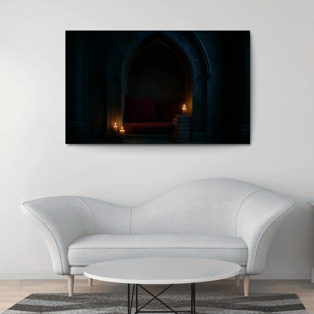 Coffin Shaped Reading Nook With Iron Filigree modern paintings frame