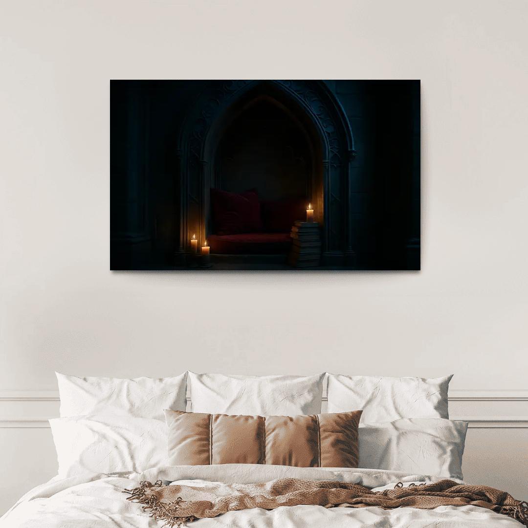 Coffin Shaped Reading Nook With Iron Filigree modern paintings frame