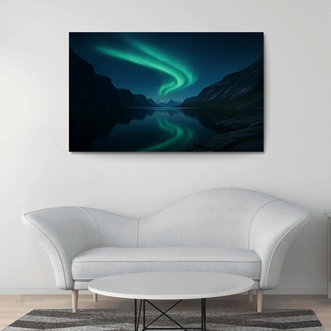 Glacial Aurora Over The Silent Fjord premium artwork frames