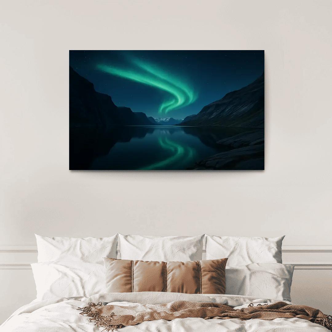 Glacial Aurora Over The Silent Fjord premium artwork frames