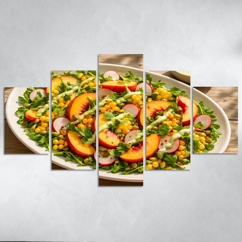 Smoky Peach And Corn Salad With Lime Yogurt Drizzle abstract paintings frame