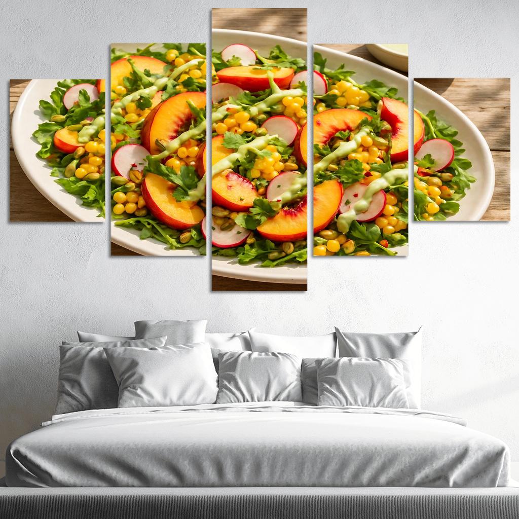 Smoky Peach And Corn Salad With Lime Yogurt Drizzle abstract paintings frame
