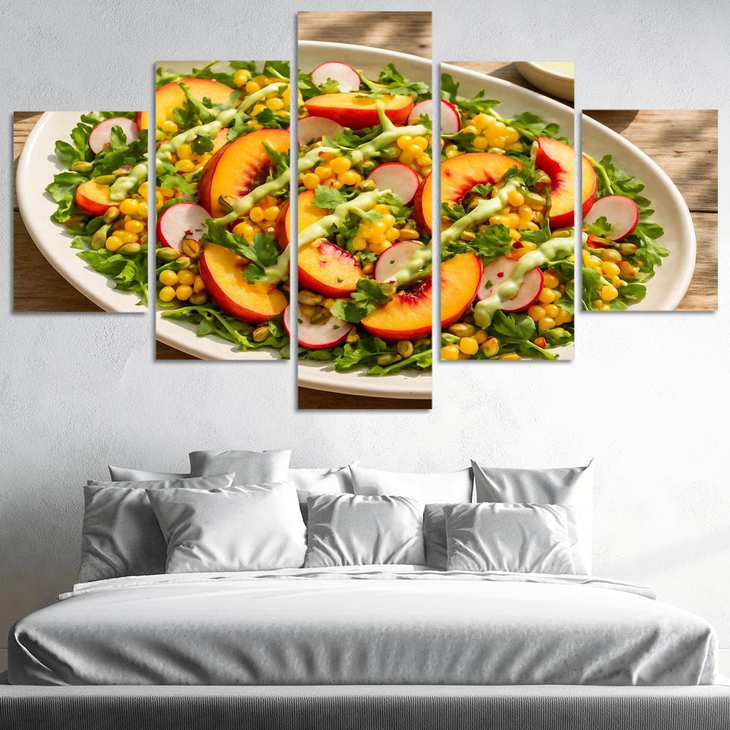 Smoky Peach And Corn Salad With Lime Yogurt Drizzle abstract paintings frame