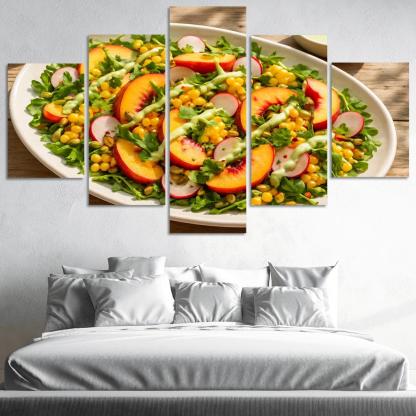 Smoky Peach And Corn Salad With Lime Yogurt Drizzle abstract paintings frame
