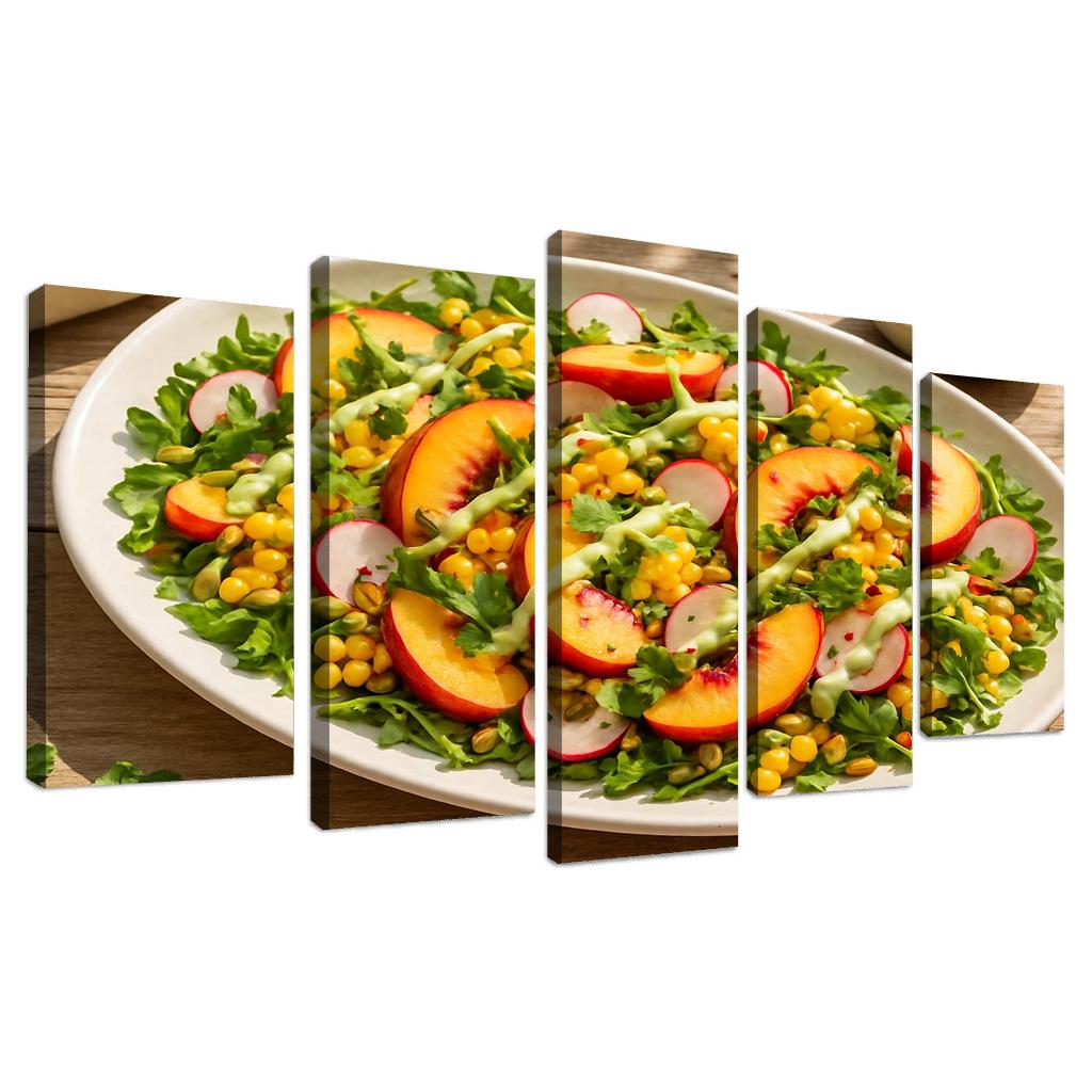 Smoky Peach And Corn Salad With Lime Yogurt Drizzle abstract paintings frame