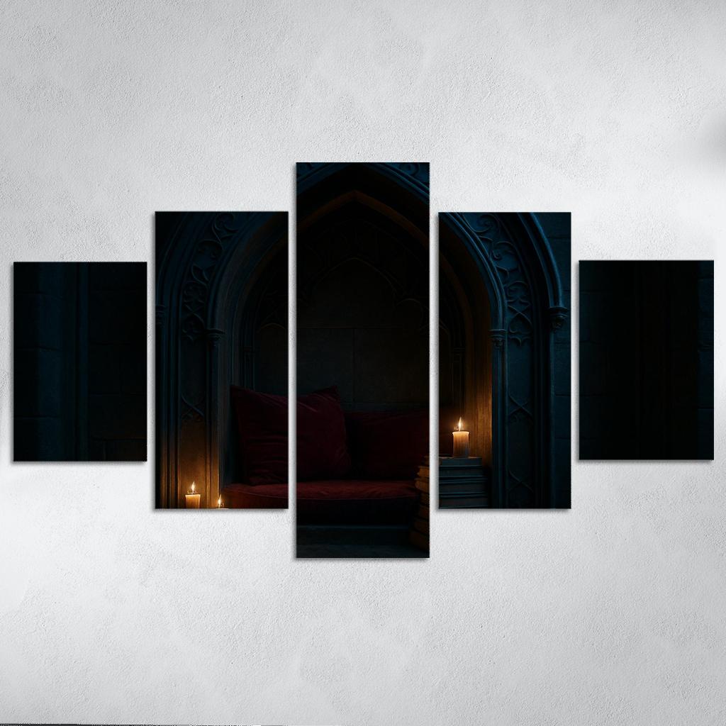 Coffin Shaped Reading Nook With Iron Filigree modern paintings frame