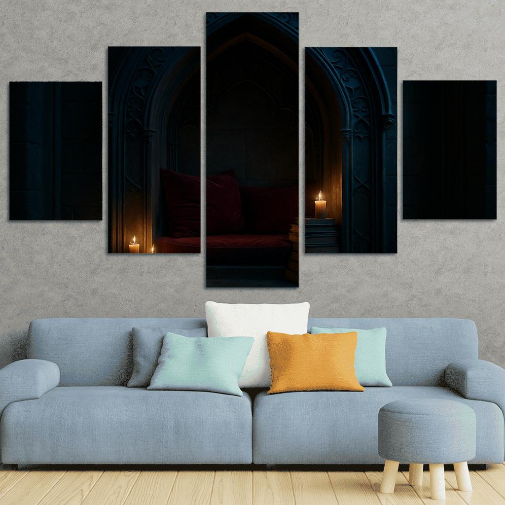 Coffin Shaped Reading Nook With Iron Filigree modern paintings frame