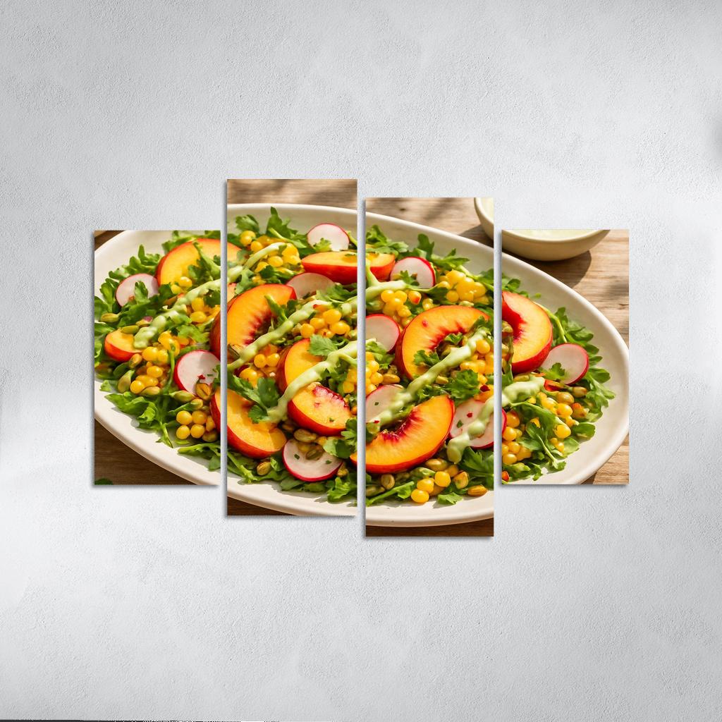 Smoky Peach And Corn Salad With Lime Yogurt Drizzle abstract paintings frame