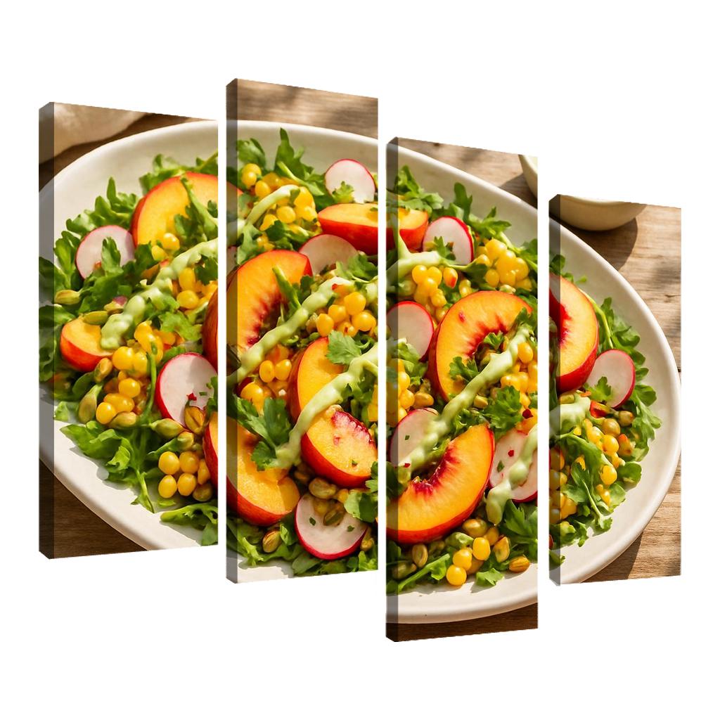 Smoky Peach And Corn Salad With Lime Yogurt Drizzle abstract paintings frame