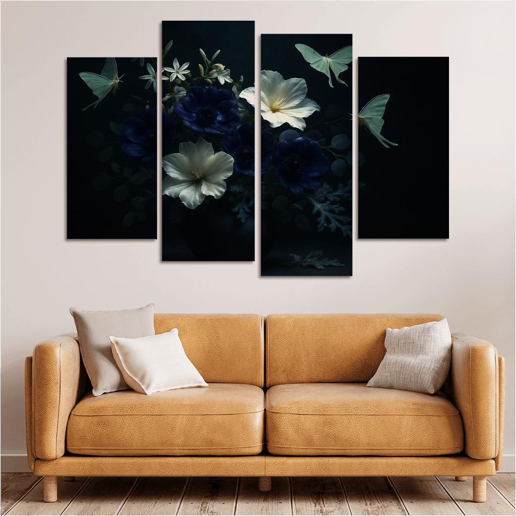 Nocturne Botanicals Moonlit Moths And Night Blooms abstract paintings frame