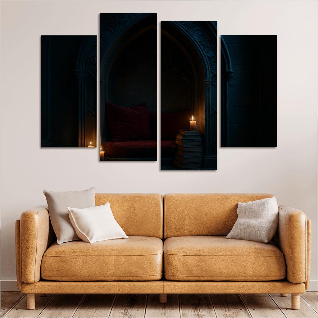 Coffin Shaped Reading Nook With Iron Filigree modern paintings frame