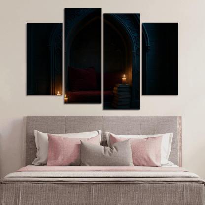 Coffin Shaped Reading Nook With Iron Filigree modern paintings frame