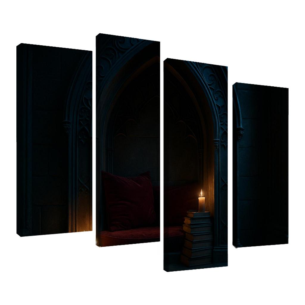 Coffin Shaped Reading Nook With Iron Filigree modern paintings frame