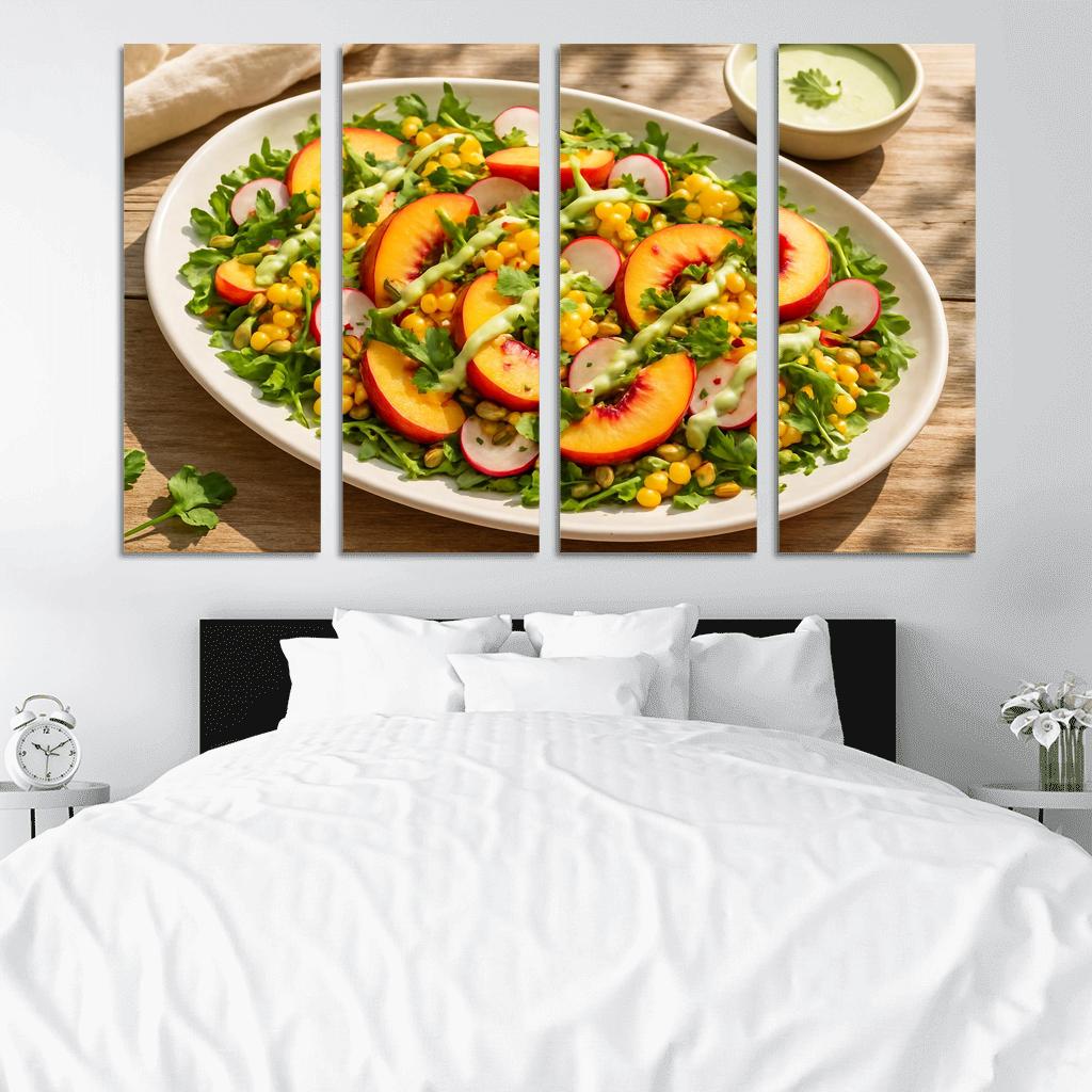 Smoky Peach And Corn Salad With Lime Yogurt Drizzle abstract paintings frame