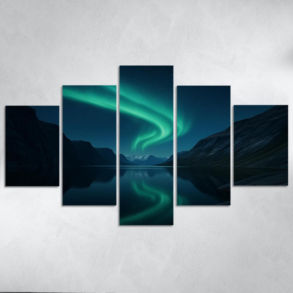Glacial Aurora Over The Silent Fjord premium artwork frames