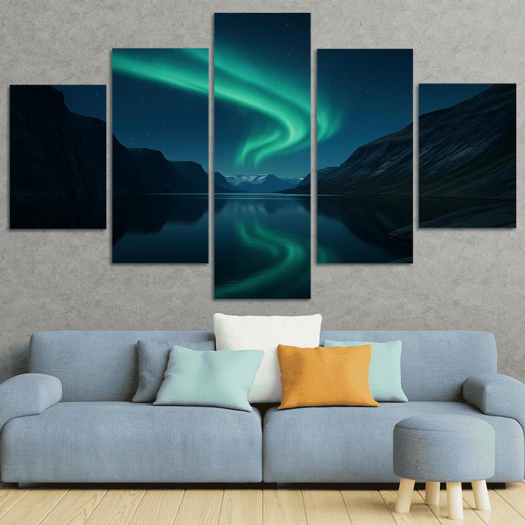 Glacial Aurora Over The Silent Fjord premium artwork frames