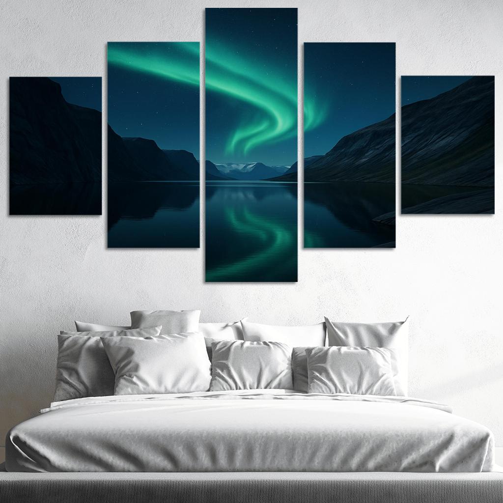 Glacial Aurora Over The Silent Fjord premium artwork frames