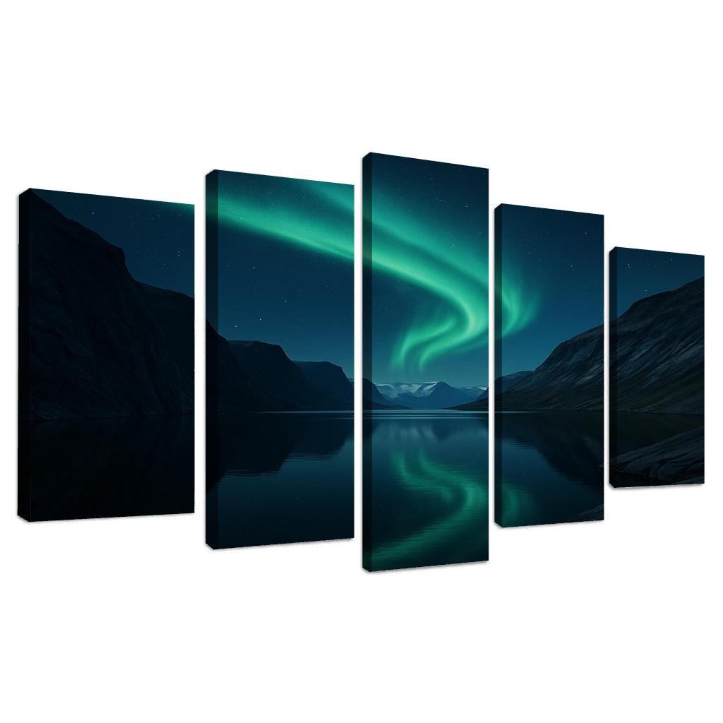 Glacial Aurora Over The Silent Fjord premium artwork frames