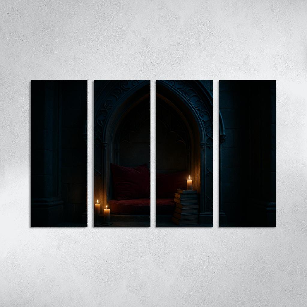 Coffin Shaped Reading Nook With Iron Filigree modern paintings frame