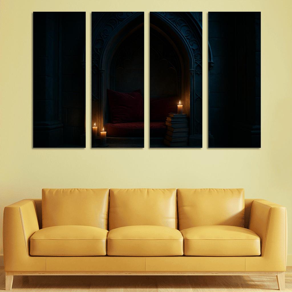 Coffin Shaped Reading Nook With Iron Filigree modern paintings frame