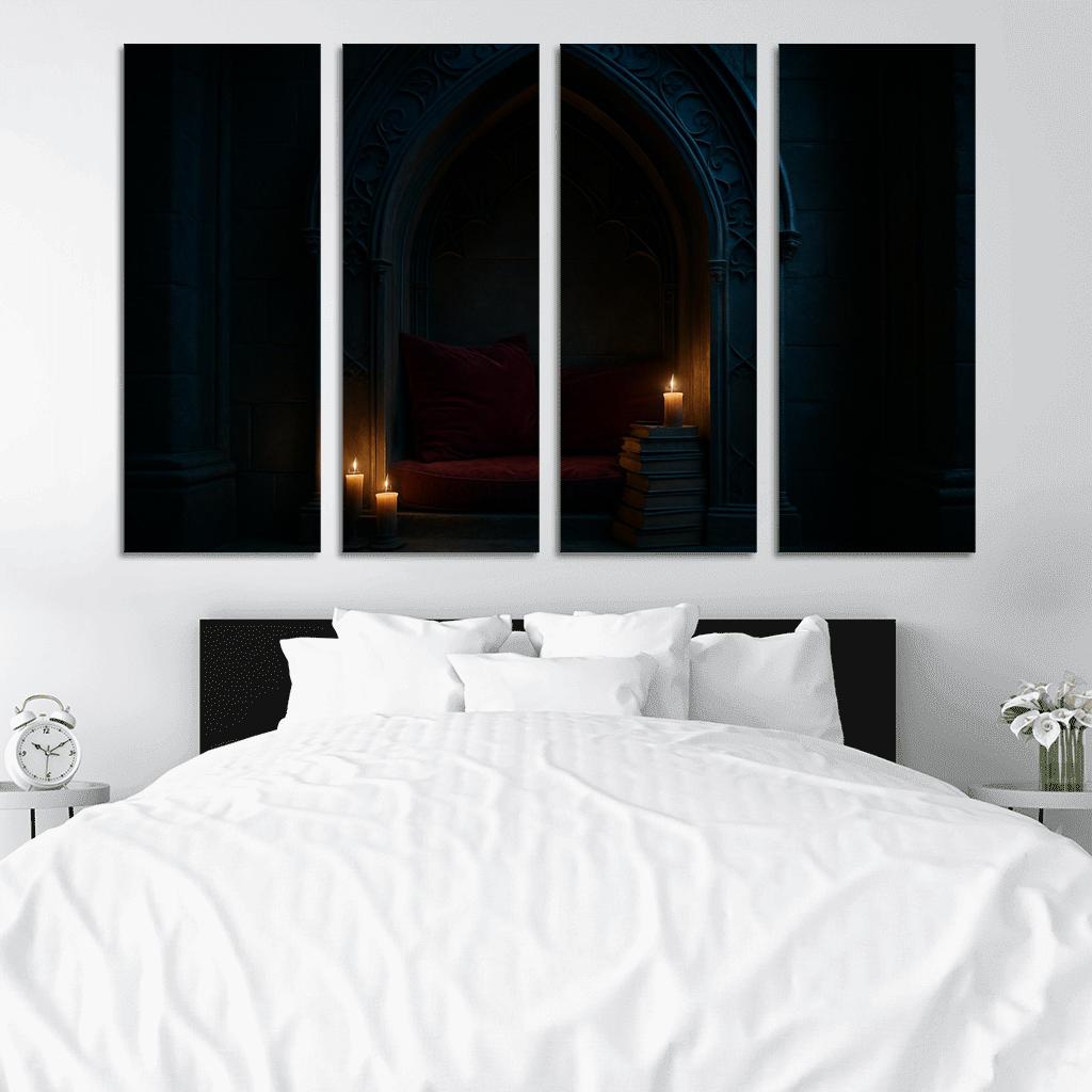 Coffin Shaped Reading Nook With Iron Filigree modern paintings frame