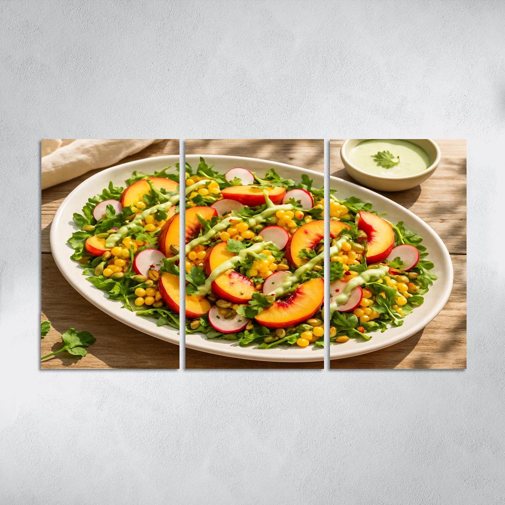 Smoky Peach And Corn Salad With Lime Yogurt Drizzle abstract paintings frame