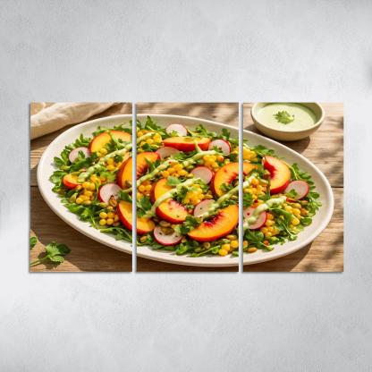 Smoky Peach And Corn Salad With Lime Yogurt Drizzle abstract paintings frame